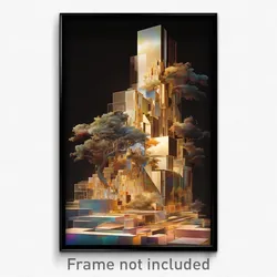 Art Poster - Golden Outbuilding (Psychedelic Trippy Weird 11x17 Print)