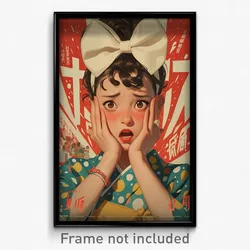 Chinese Movie Poster - Girl Feeling Irritated, Bubbly White Bow (Art Print)