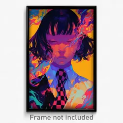 Art Poster - Girl Feeling Tension Wearing Grimy Checkered Necktie (Print)