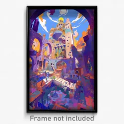 Art Poster - Rectangular Monastery (Psychedelic Trippy Weird Cartoon Print)