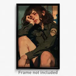 Art Poster - Girl Feeling Glumness, Magnificent Police Uniform (Art Print)