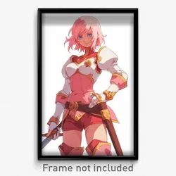 Anime Art Poster - Girl Feeling Courage Wearing Rosy Cosplay (Print)