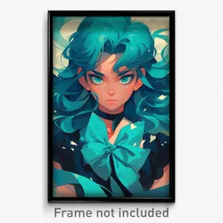 Anime Art Poster - Woman Feeling Vengeful, Extra Large Aqua Bowtie (Print)