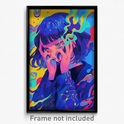 Anime Art Poster - Girl Feeling Scorn Wearing Unkempt Blue Jacket (Print)
