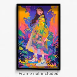 Anime Art Poster - Girl Feeling Acceptance, Voluminous Clothing Cutout (Print)