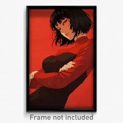 Anime Art Poster - Girl Feeling Stuck Wearing Velvety Red Sleeves (Print)