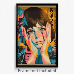 Japanese Movie Poster - Girl Feeling Unsure, Homely Vertical Striped Shirt