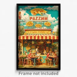 Russian Movie Poster - Striped Pizza Shop (Russia Retro Film Art Print)