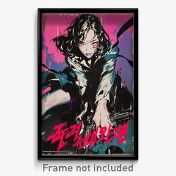 Korean Movie Poster - Woman Feeling Apprehension, Violet Anime Clothes (Print)