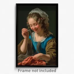 Art Poster - Woman Feeling Content Wearing Admirable Hair Bobbles (Art Print)