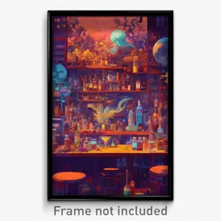 Art Poster - Cluttered Bar (Psychedelic Trippy Weird 11x17 Cartoon Print)