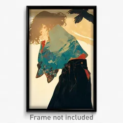 Art Poster - Girl Feeling Sympathy Wearing Carefree Dress Shirt (Art Print)
