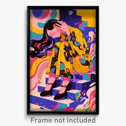 Art Poster - Woman Feeling Fascination Wearing Thrifty Ankle Strap (Art Print)
