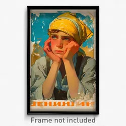 Russian Movie Poster - Boy Feeling Sorrow, Attractive Yellow Headwear (Print)