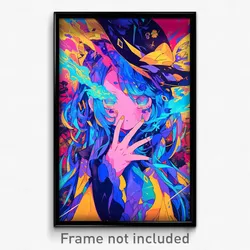 Anime Art Poster - Girl Feeling Impatient Wearing Offbeat Aqua Headwear (Print)
