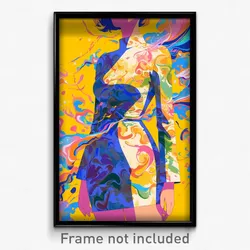 Art Poster - Woman Feeling Lonely Wearing Vibrant Pencil Dress (Art Print)