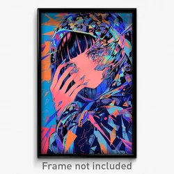Anime Art Poster - Girl Feeling Disbelief Wearing Delightful Hooded Vest (Print)