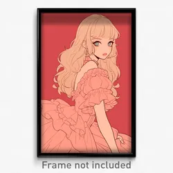 Anime Art Poster - Woman Feeling Jealousy Wearing Adorable Frilled Dress (Print)