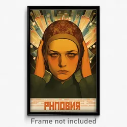 Russian Movie Poster - Girl Feeling Nervous, Magnificent Brown Headwear (Print)