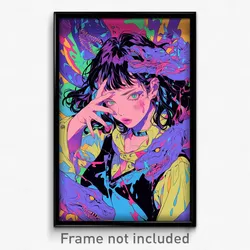 Anime Art Poster - Girl Feeling Ennui Wearing Curvy Vest (Print)