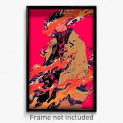 Anime Art Poster - Boy Feeling Insulted Wearing Pink Brown Coat (Print)