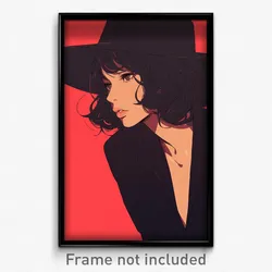 Anime Art Poster - Woman Feeling Eagerness Wearing Ambitious Fedora (Print)