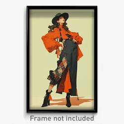 Art Poster - Woman Feeling Optimistic, Fantastic Expressive Clothes (Art Print)