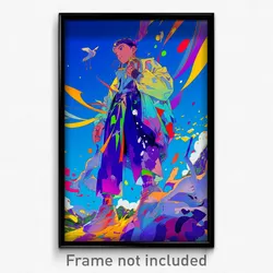 Anime Art Poster - Boy Feeling Relaxed Wearing Immaculate Animal Collar (Print)