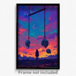 Art Poster - Vacant Gallows (Psychedelic Trippy Weird 11x17 Cartoon Print)