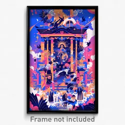 Art Poster - Active Synagogue (Psychedelic Trippy Weird 11x17 Cartoon Print)