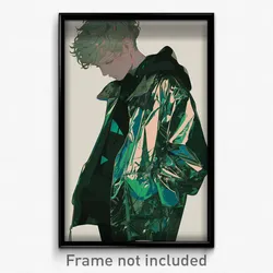 Art Poster - Boy Feeling Envy Wearing Metallic Green Jacket (Print)