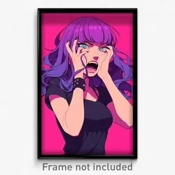 Art Poster - Girl Feeling Irritated Wearing Spectacular Purple Ves (Art Print)