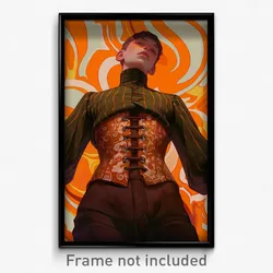 Art Poster - Boy Feeling Apathy Wearing Curvy Brown Corset (Art Print)