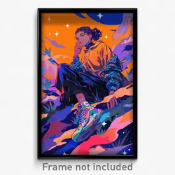 Anime Art Poster - Boy Feeling Modesty Wearing Drab Ankle Lace Up (Print)