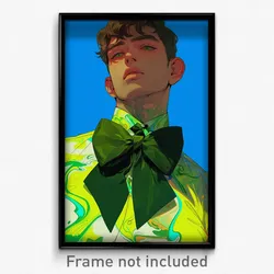 Anime Art Poster - Man Feeling Dumbstruck, Extra Large Green Bowtie (Print)