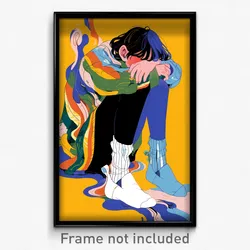 Anime Art Poster - Boy Feeling Disgruntled Wearing Humble Striped Socks (Print)