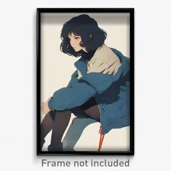 Anime Art Poster - Girl Feeling Acceptance, Carefree Full Length Zipper (Print)