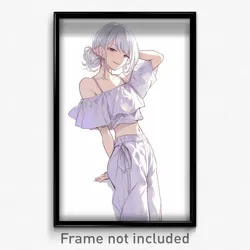 Anime Art Poster - Girl Feeling Carefree Wearing Immaculate White Pants (Print)