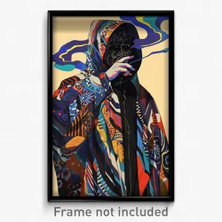 Art Poster - Man Feeling Dumbstruck Wearing Grandiose Hooded Cloak (Print)