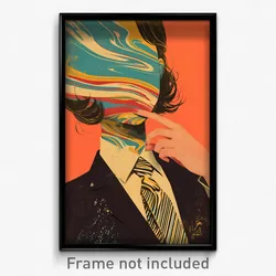 Movie Art Poster - Woman Feeling Hope, Wavy Diagonal Striped Necktie (Print)