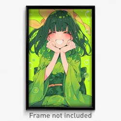Anime Art Poster - Girl Feeling Comfortable Wearing Green Sash (Print)