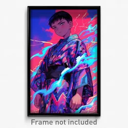Anime Art Poster - Boy Feeling Annoyed Wearing Zigzag Kimono (Print)