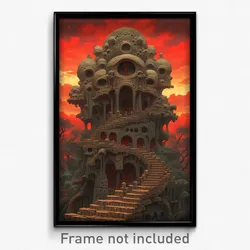 Art Poster - Gargantuan Catacombs (Psychedelic Trippy Weird 11x17 Cartoon Print)