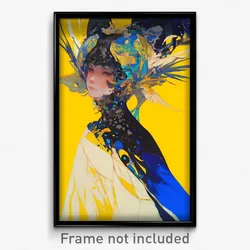 Art Poster - Woman Feeling Self Compassionate, Elaborate Hat Feather (Art Print)