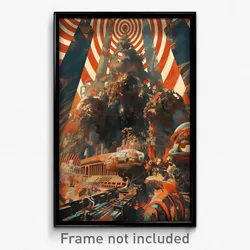 Movie Art Poster - Striped Colosseum (Psychedelic Retro Weird Film Print)