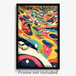 Art Poster - Infinite Car Dealership (Psychedelic Trippy Weird Cartoon Print)