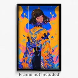Art Poster - Girl Feeling Adoration, Accomplished Orange Sleeves (Art Print)
