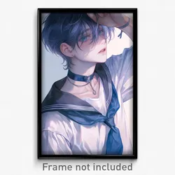Anime Art Poster - Boy Feeling Scorn, Well Worn Blue Sailor Collar (Print)