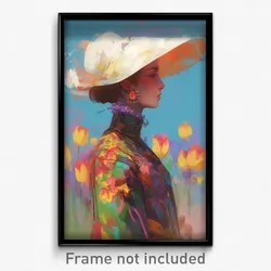 Art Poster - Woman Feeling Contempt Wearing Cute Tulip Hat (Art Print)