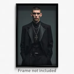 Art Poster - Man Feeling Worthy Wearing Grandiose Moon Ornament (Art Print)